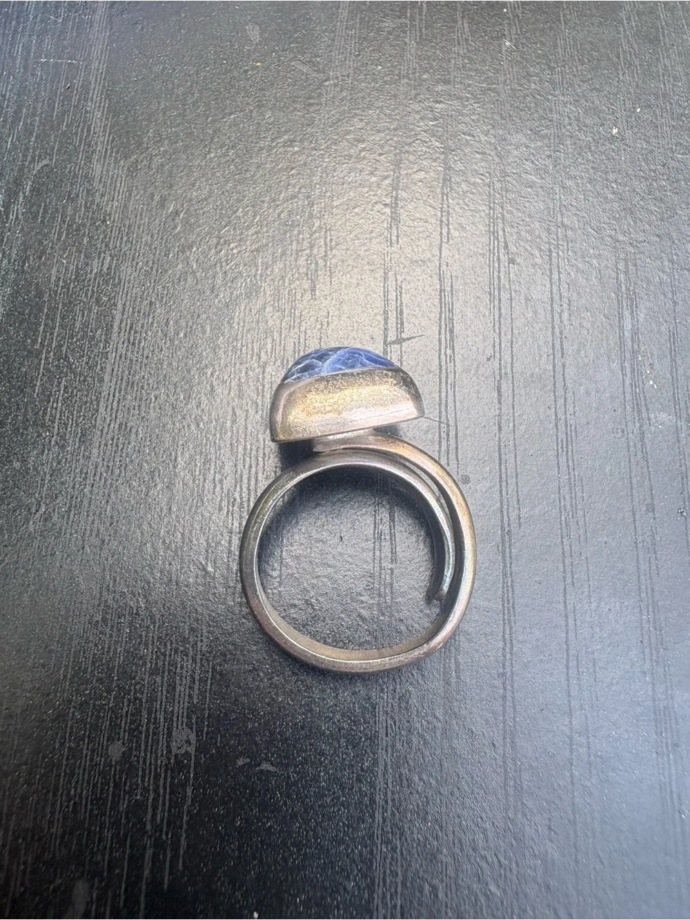 Mexico Sterling Silver Blue Sodalite Rectangle Ring - Size 7 Adjustable